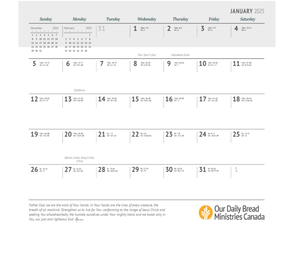 2025 Calendar Our Daily Bread Ministries Canada