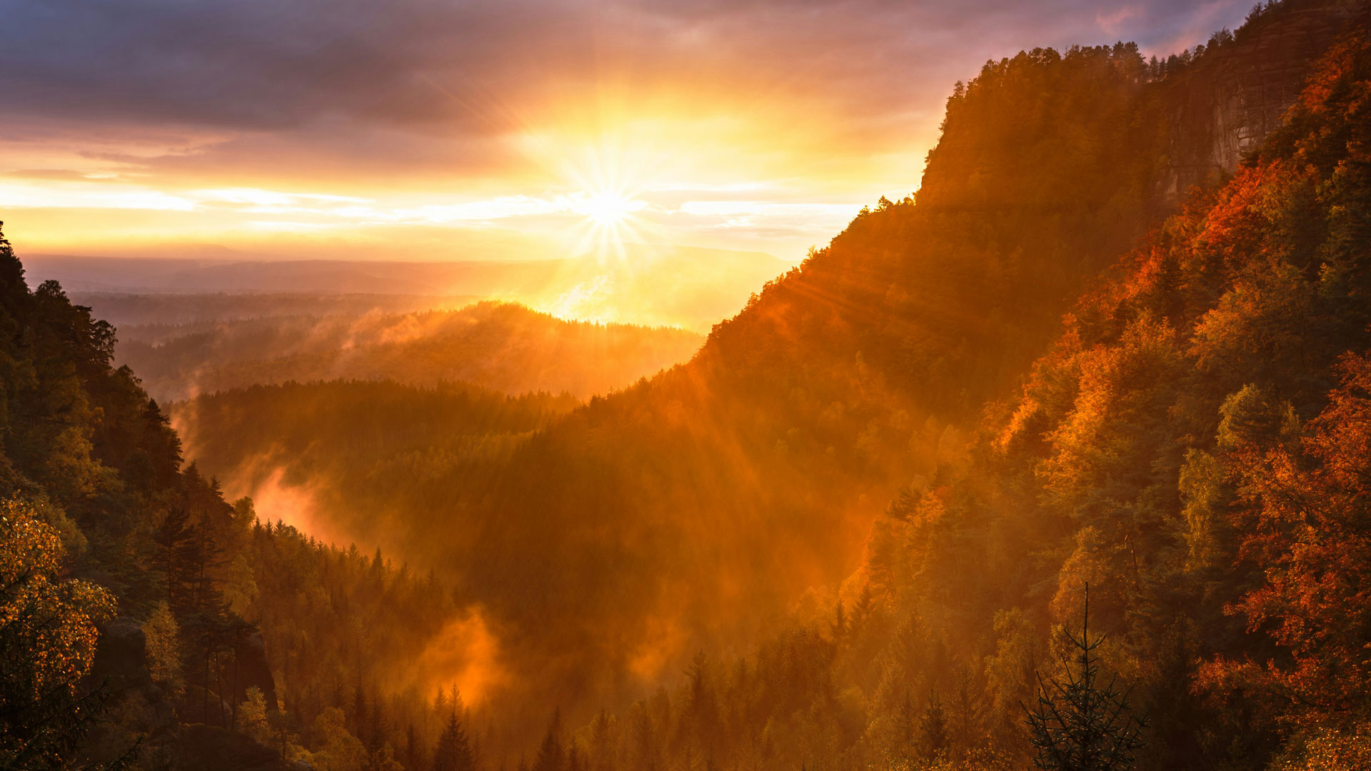 sunset over mountains