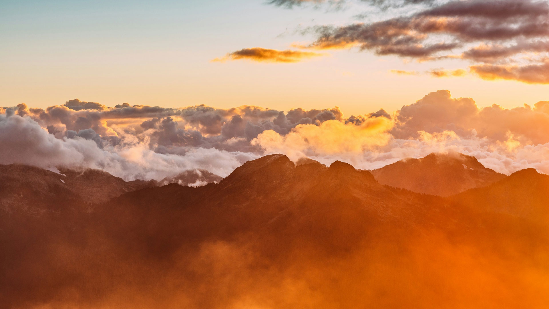mountains and clouds