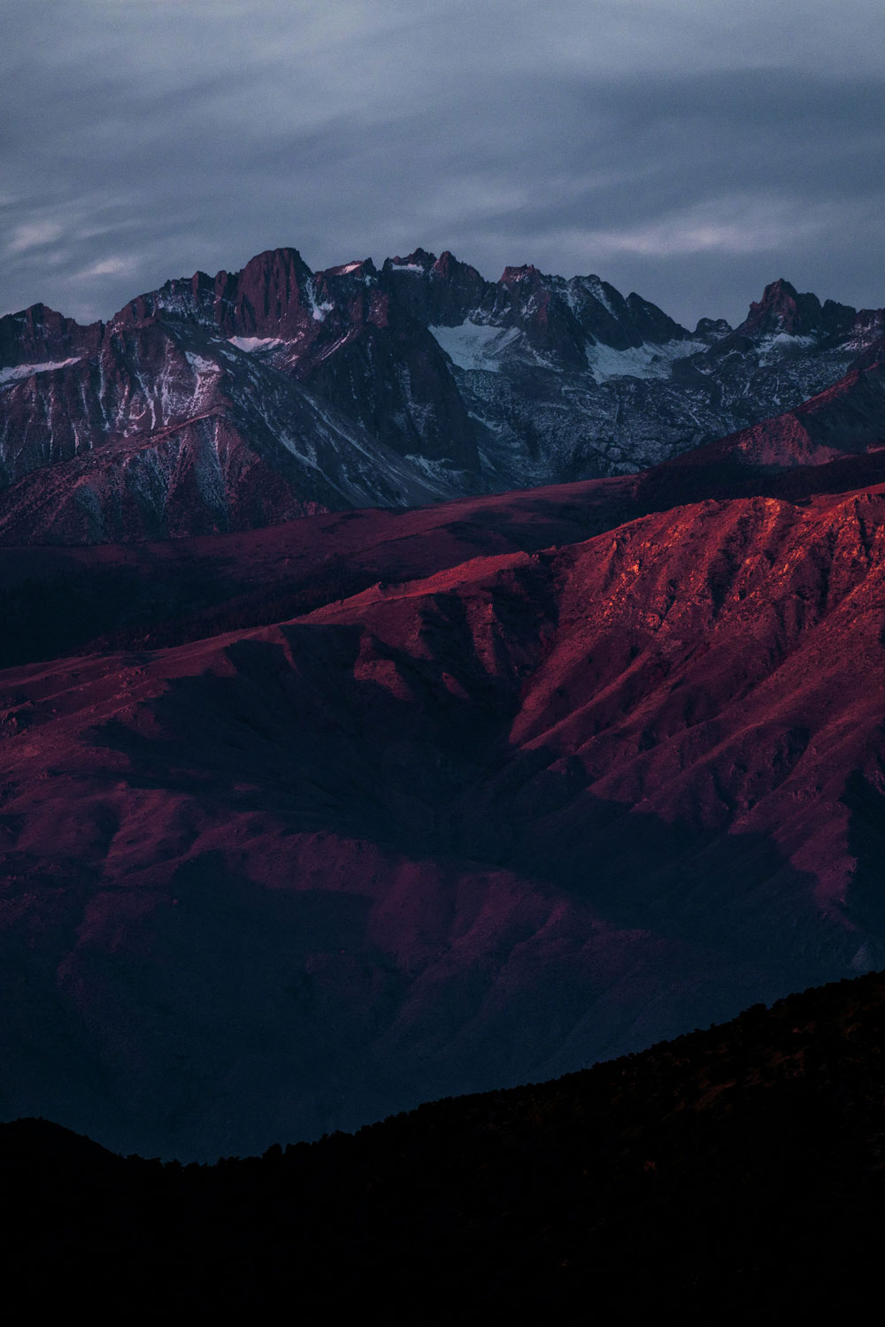 mountain range in the dark